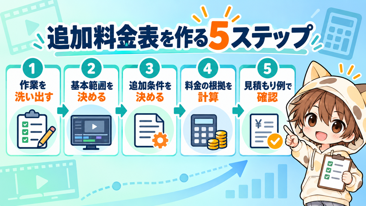 動画編集の追加料金表を作る5ステップ