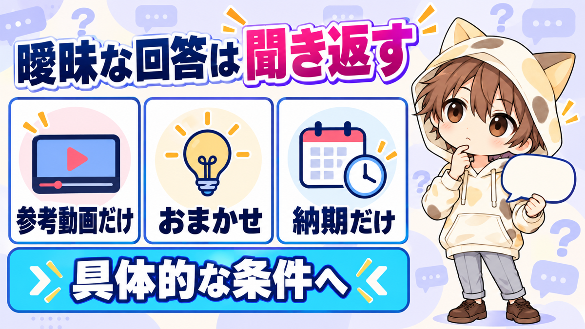曖昧な回答を具体的な条件へ変える聞き返し方
