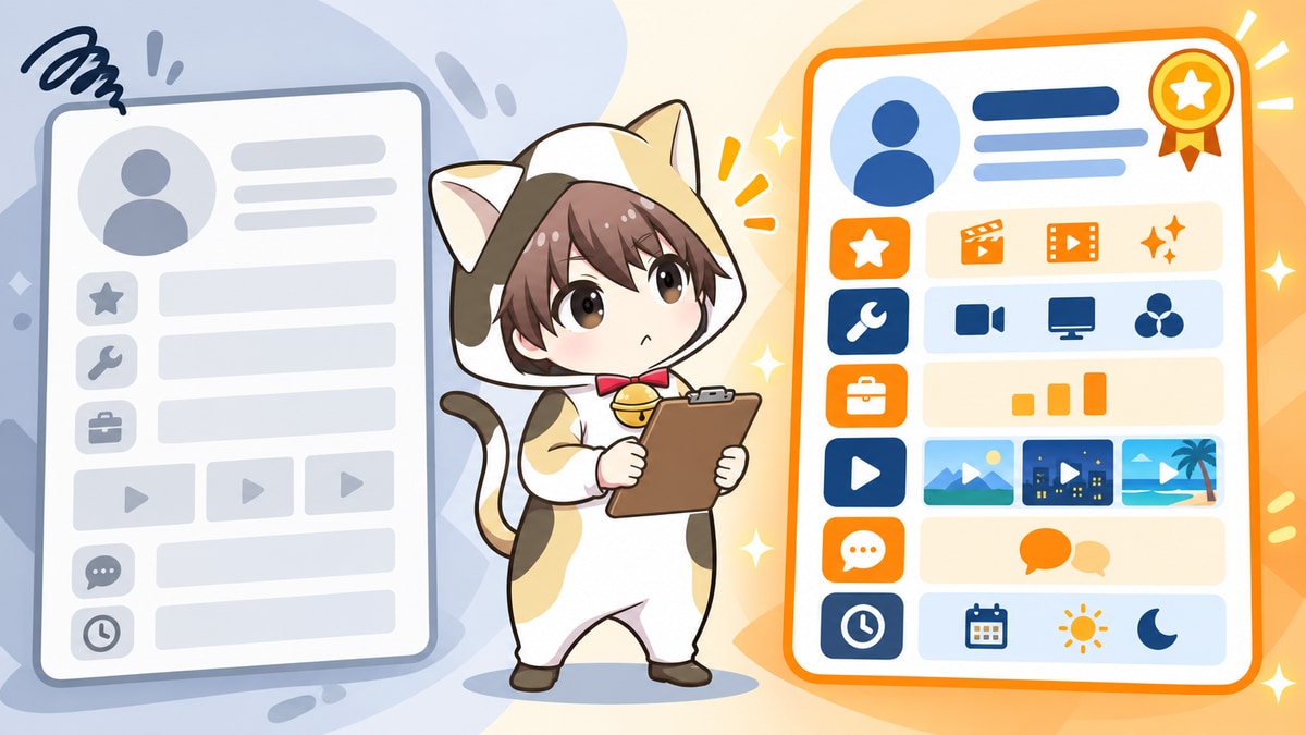情報が少ないプロフィールと充実したプロフィールを比較するYuki