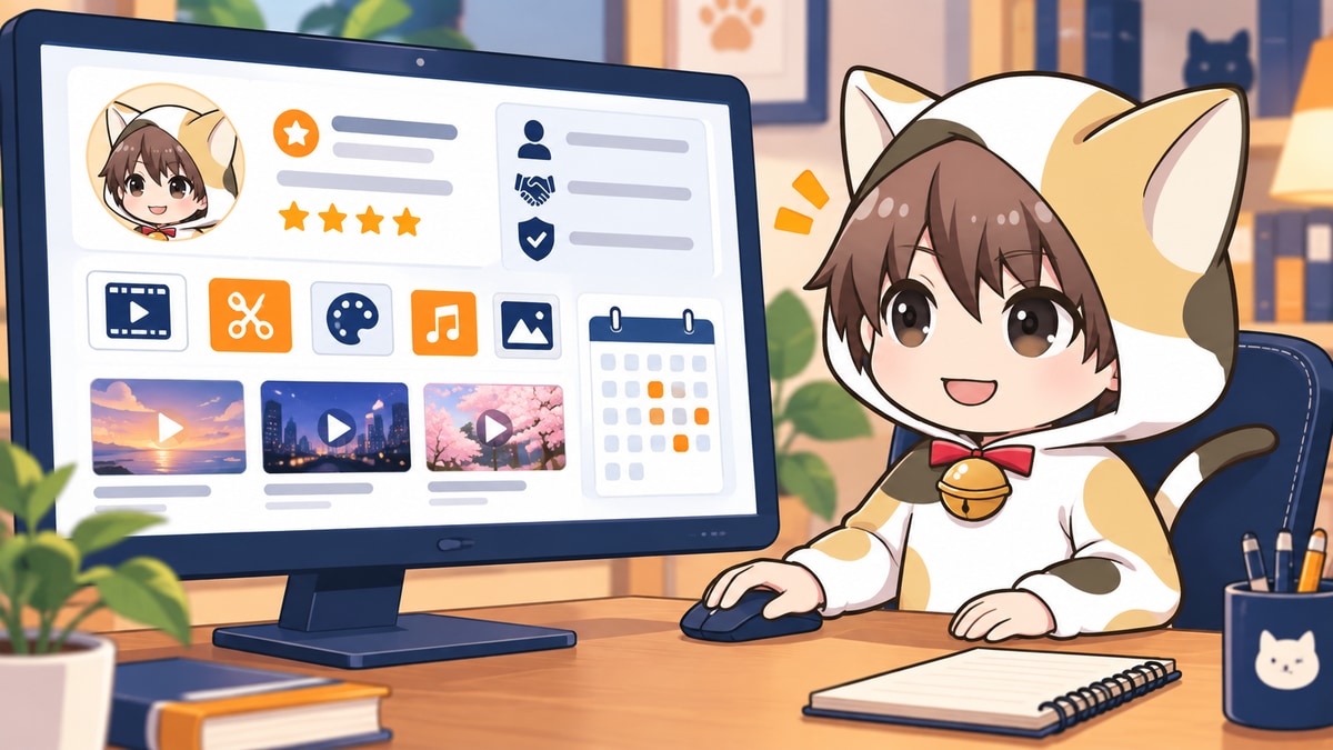 依頼者が安心できる動画編集プロフィールを整えるYuki