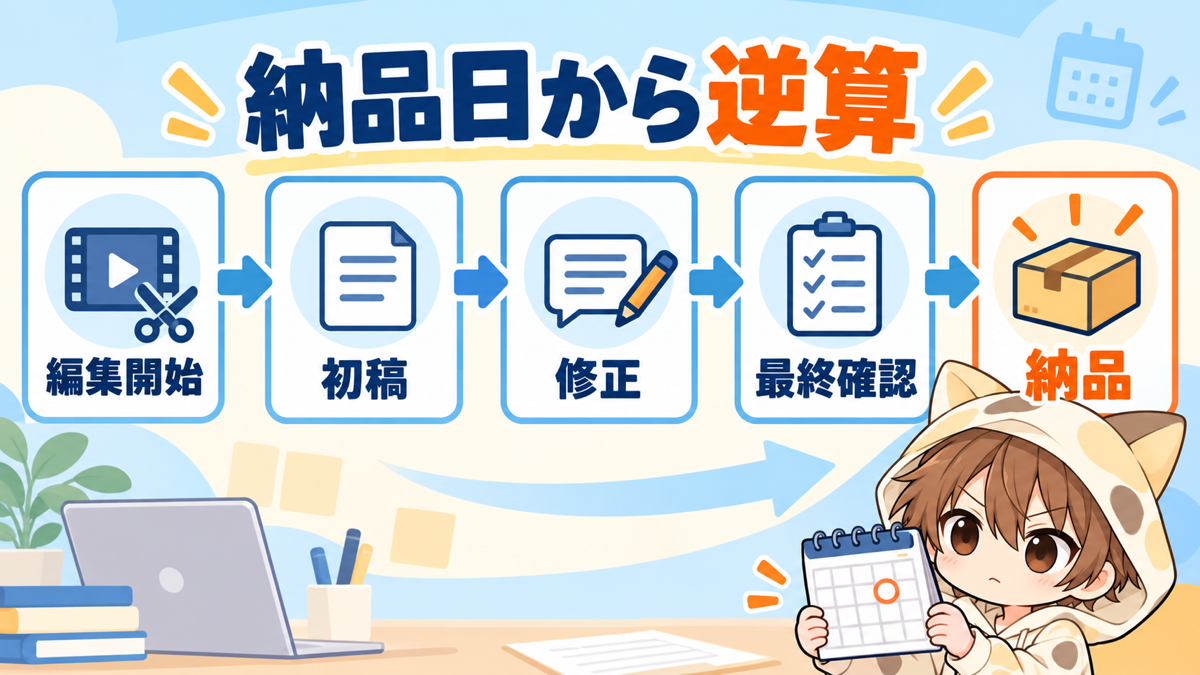 動画編集の納品日から編集開始・初稿・修正・最終確認を逆算する