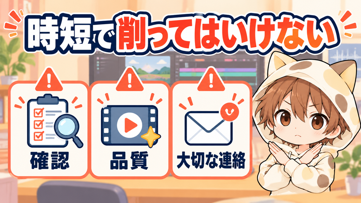 動画編集の時短でも確認・品質・大切な連絡は削らない