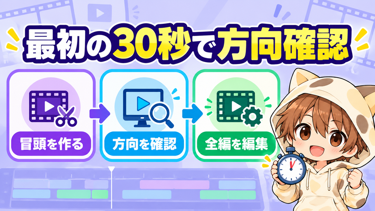 動画編集は最初の30秒で方向を確認してから全編を編集する