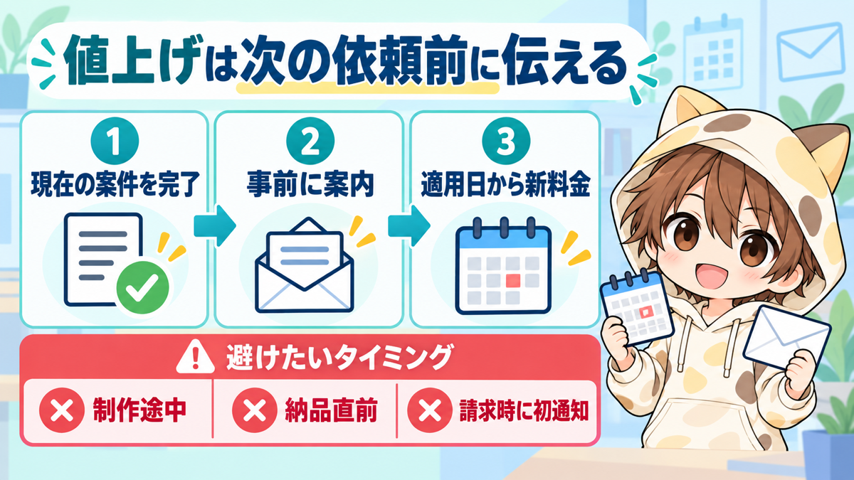 動画編集の値上げを既存顧客へ伝えるタイミング
