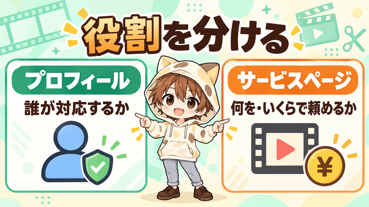 プロフィールとサービスページの役割を分ける