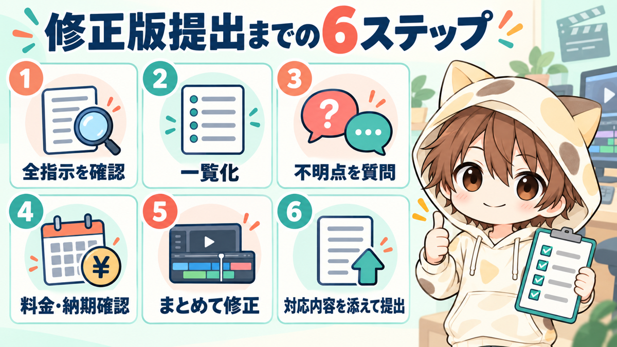 動画編集の修正指示を受けてから修正版を提出するまでの6ステップ