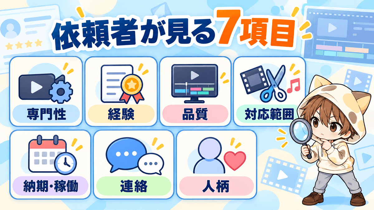 依頼者が動画編集者のプロフィールで確認する7項目