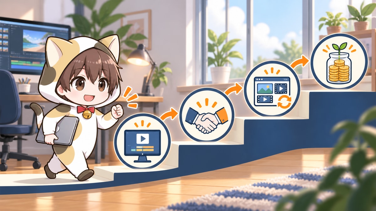 副業動画編集で月5万円を目指す道筋を進むYuki