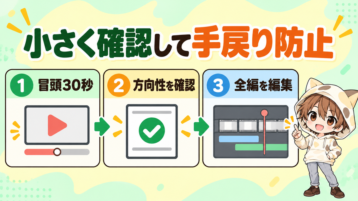 小さく確認して動画編集の手戻りを防ぐ流れ
