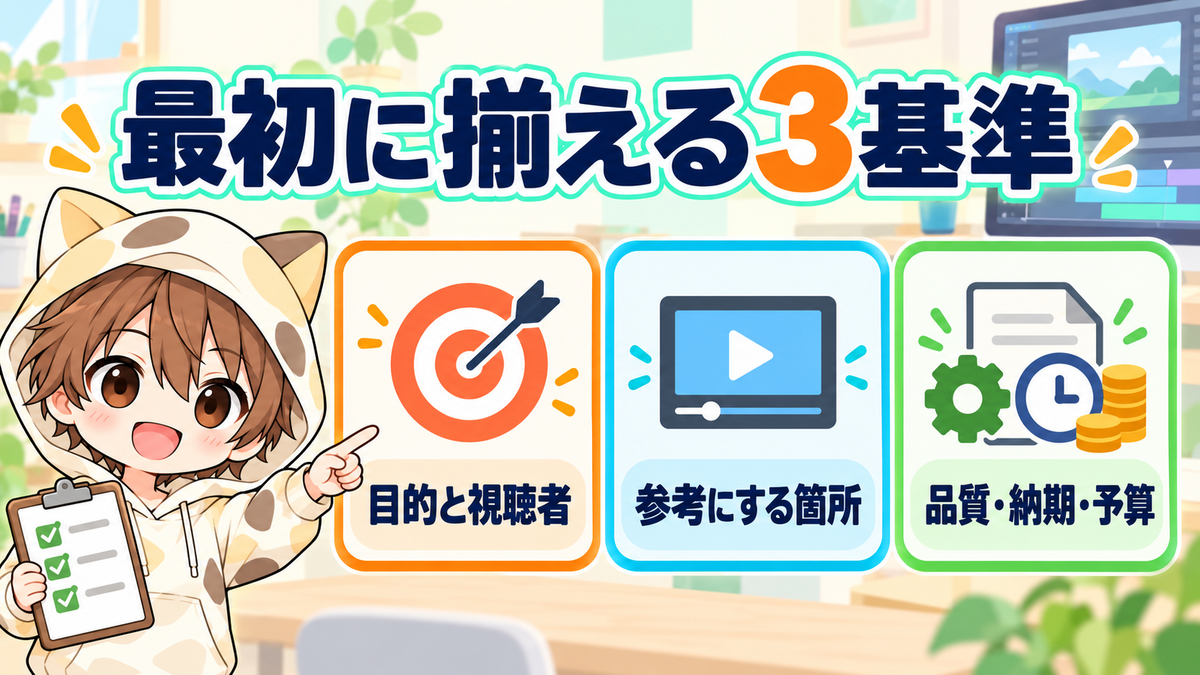 動画編集前に目的と視聴者・参考箇所・品質納期予算を揃える