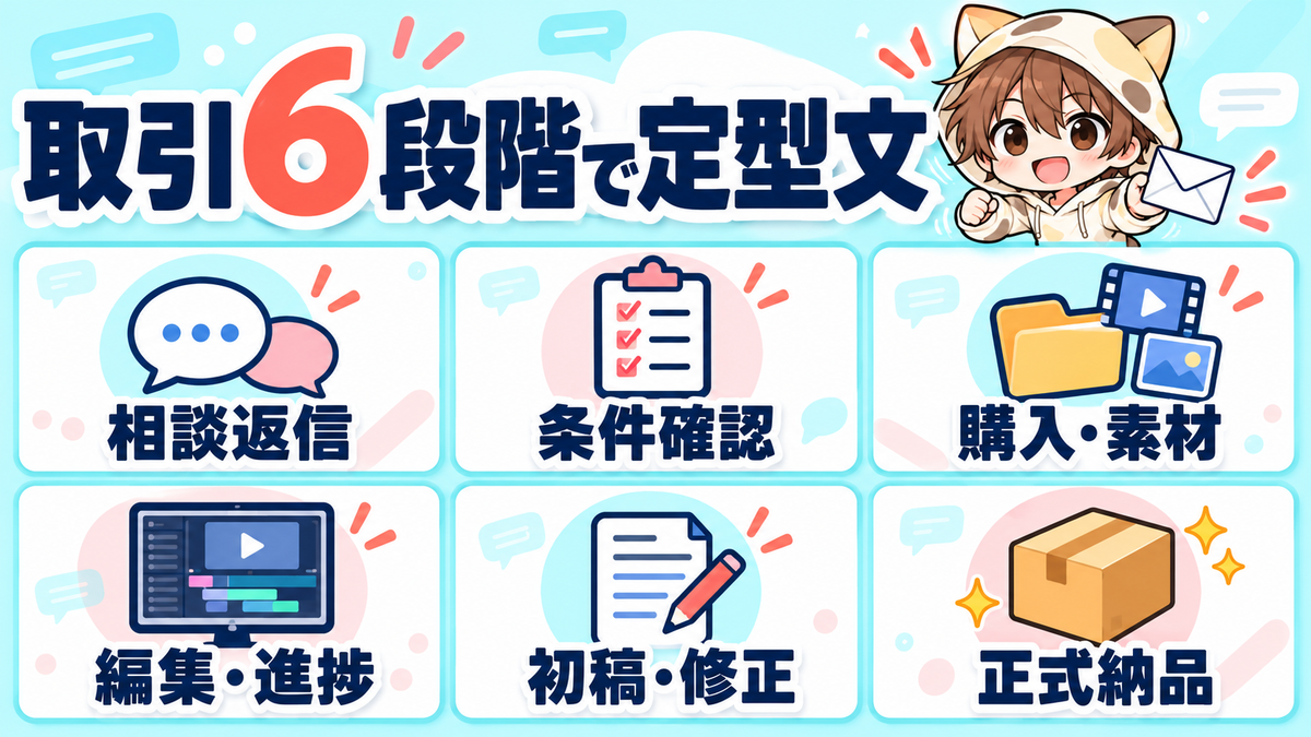 ココナラ動画編集の取引6段階で定型文を準備する