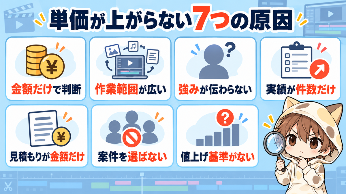 動画編集の単価が上がらない7つの原因