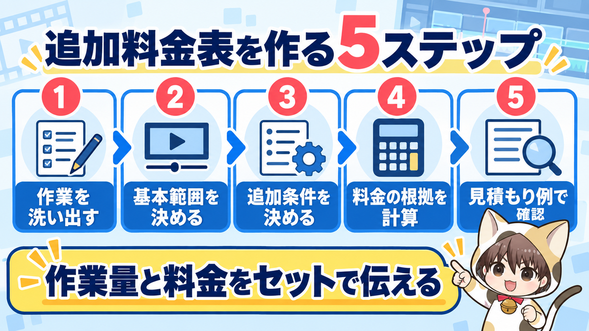 動画編集の追加料金表を作る5つの手順