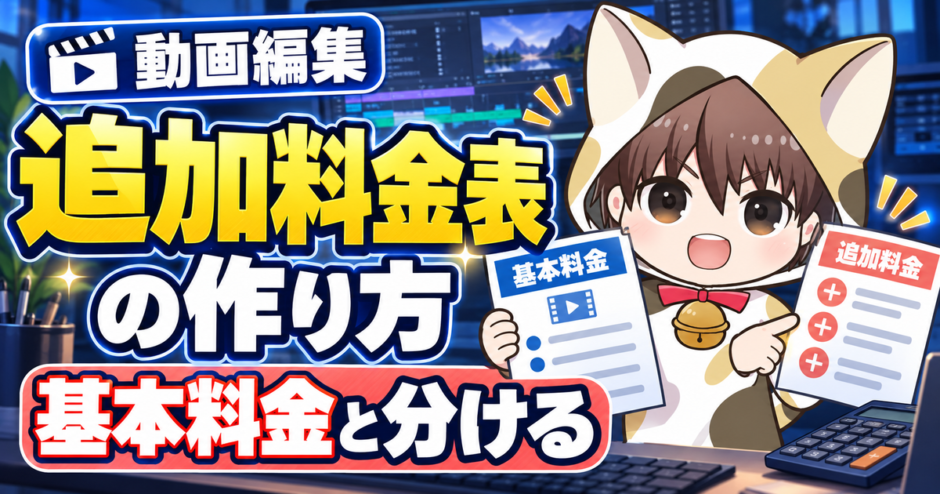 動画編集の追加料金表の作り方を解説するアイキャッチ