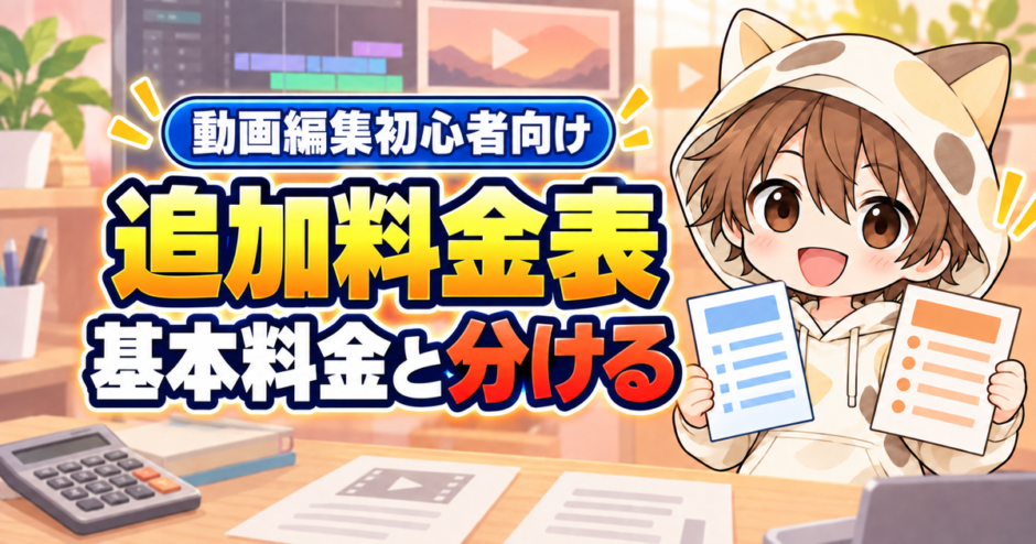 動画編集の追加料金表を基本料金と分ける方法