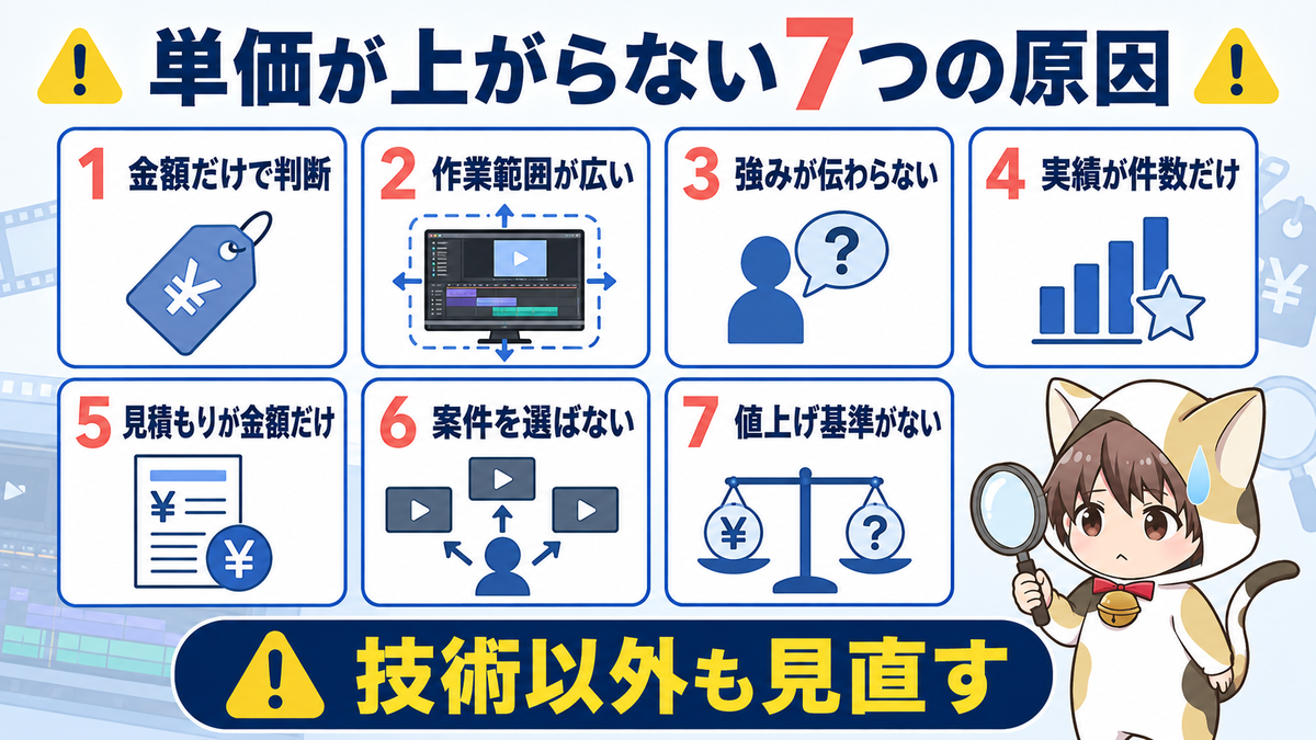 動画編集の単価が上がらない7つの原因