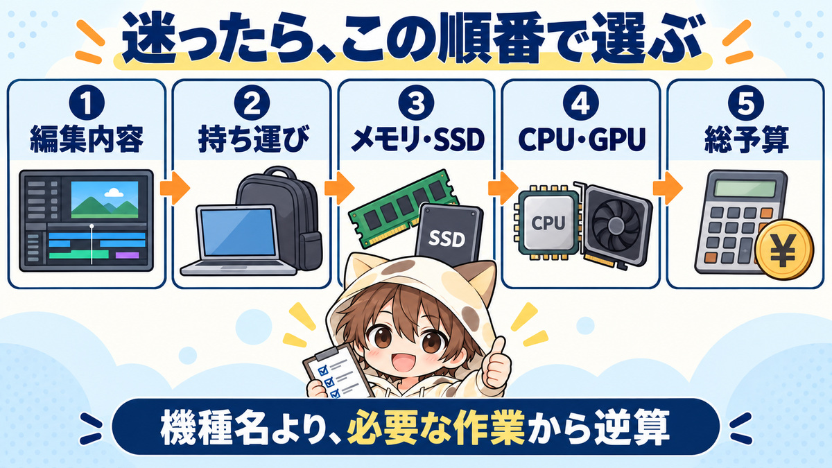 動画編集用パソコンを選ぶ5つの順番