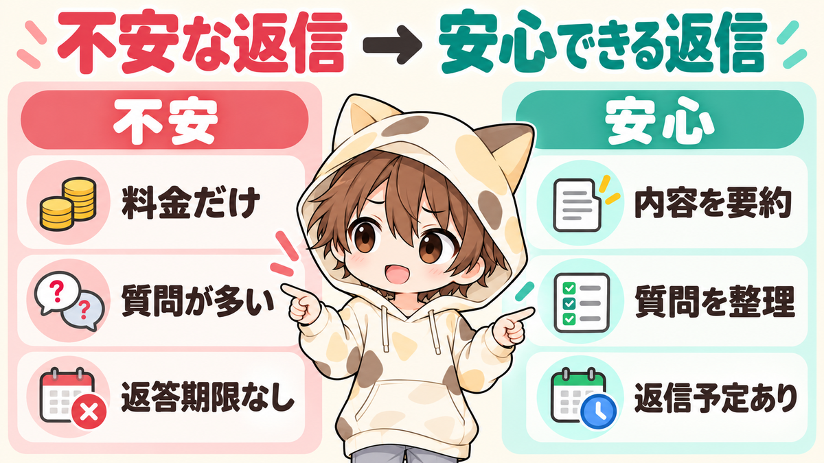 不安な返信と安心できる返信の違い