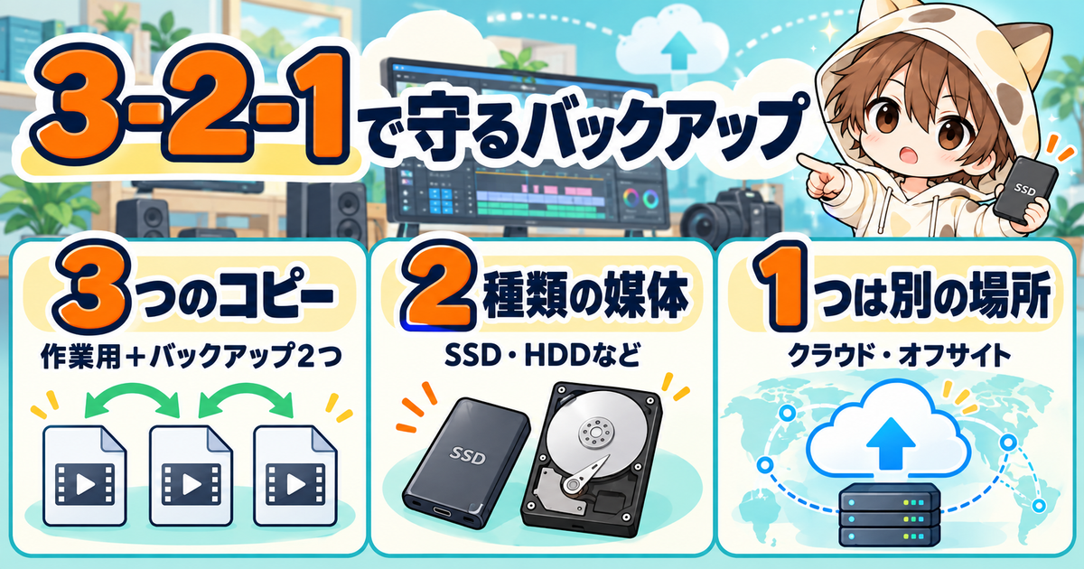 動画編集データを3-2-1ルールで守る方法
