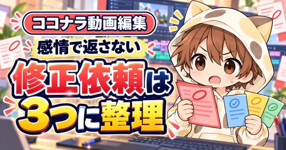 ココナラ動画編集の修正依頼を感情で返さず3つに整理する方法