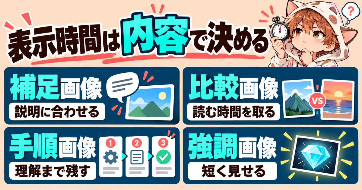 画像の表示時間を内容で決める方法