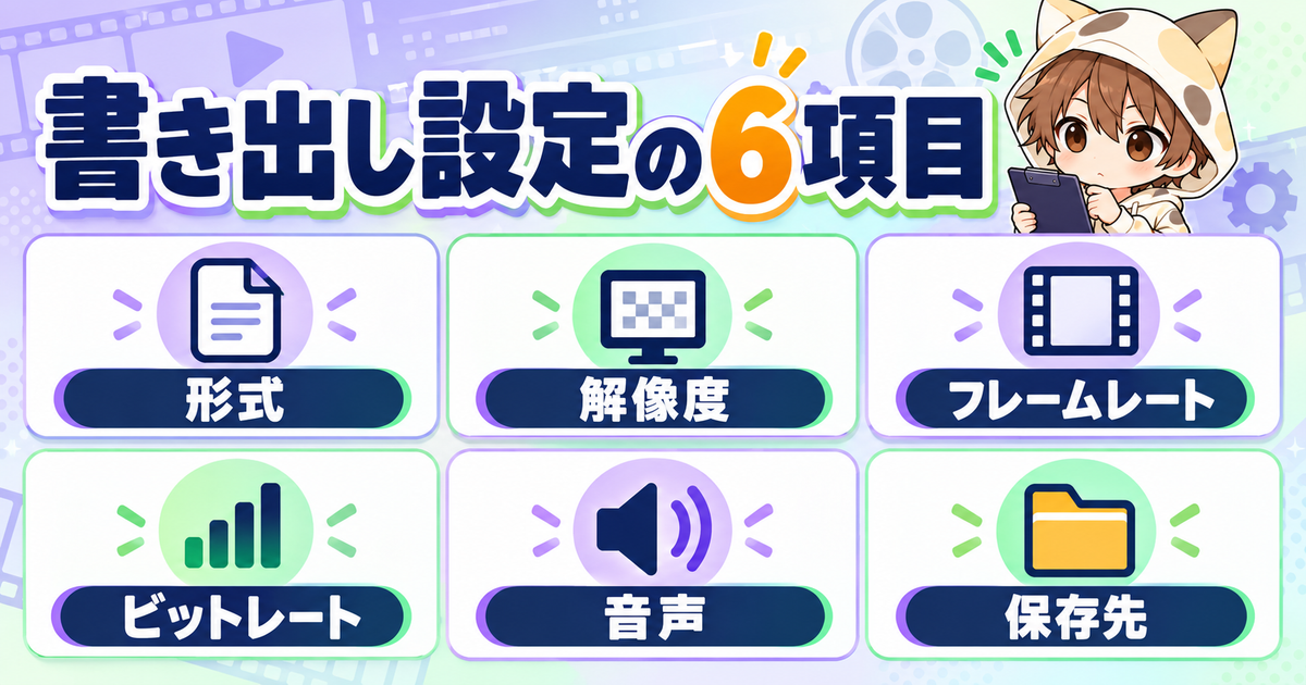 動画編集の書き出し設定で確認する6項目