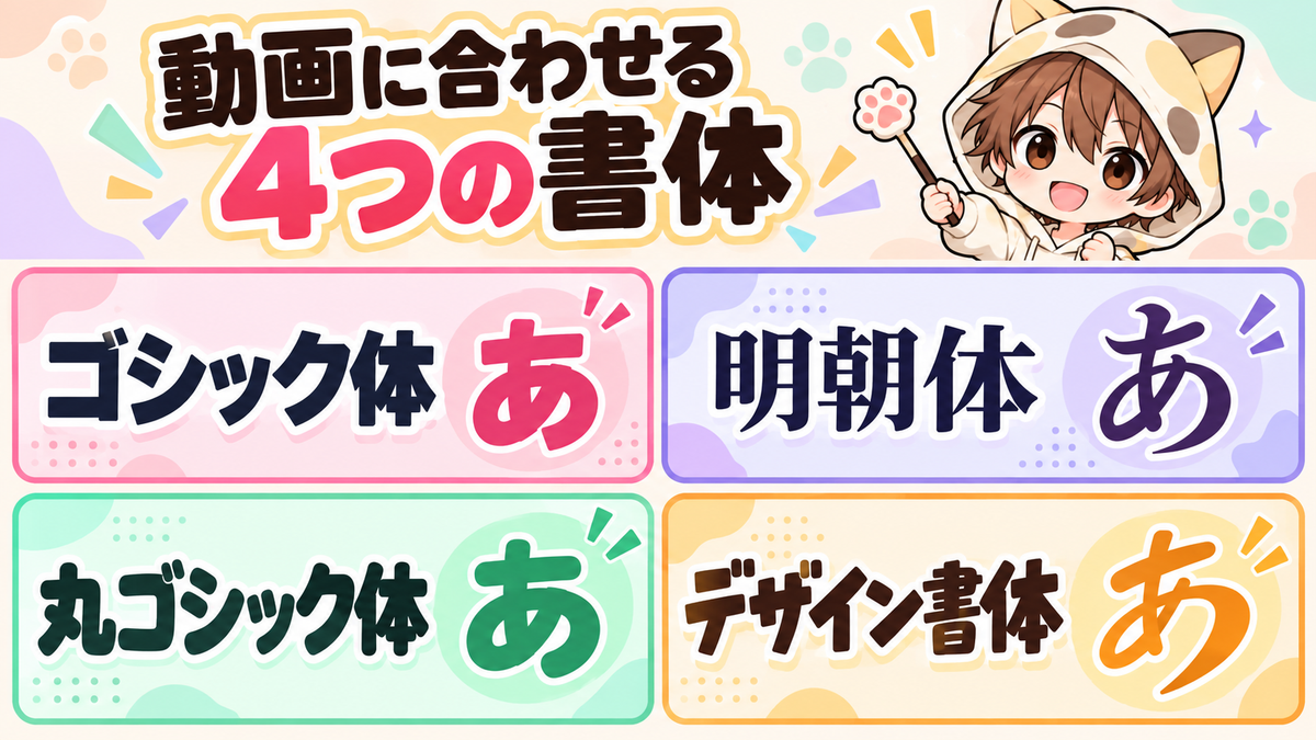 動画ジャンルに合わせる4つの書体