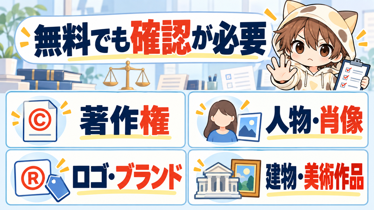 無料素材でも確認が必要な4つの権利
