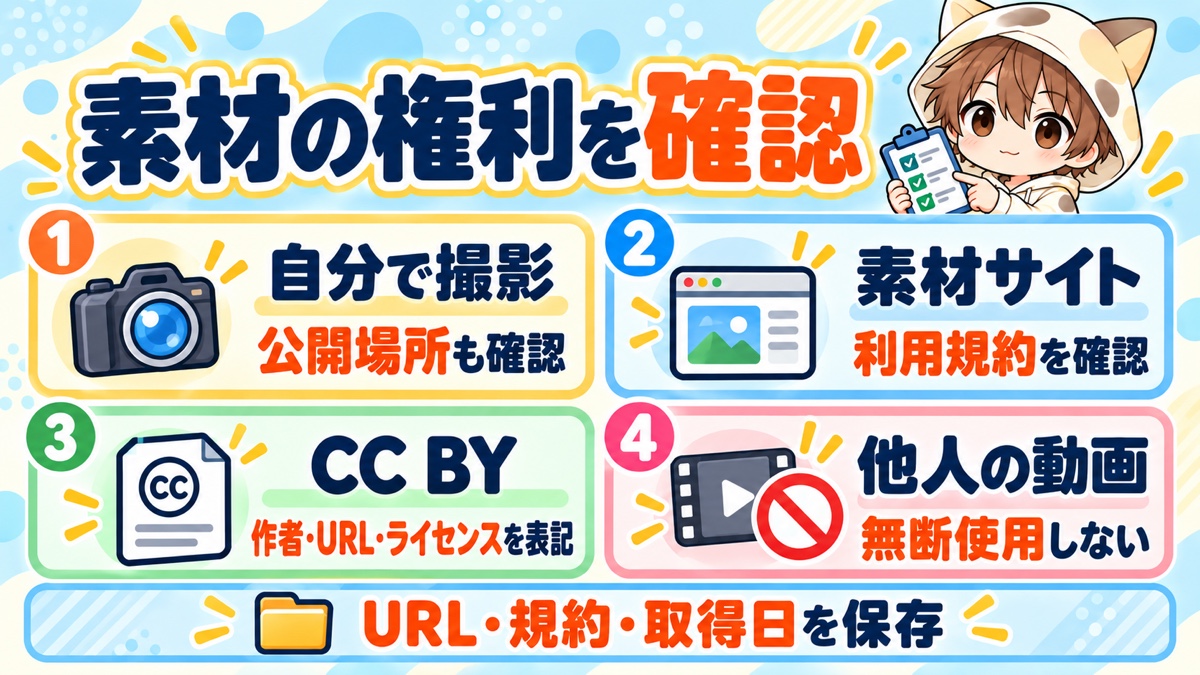練習動画に使う素材の権利を確認する方法