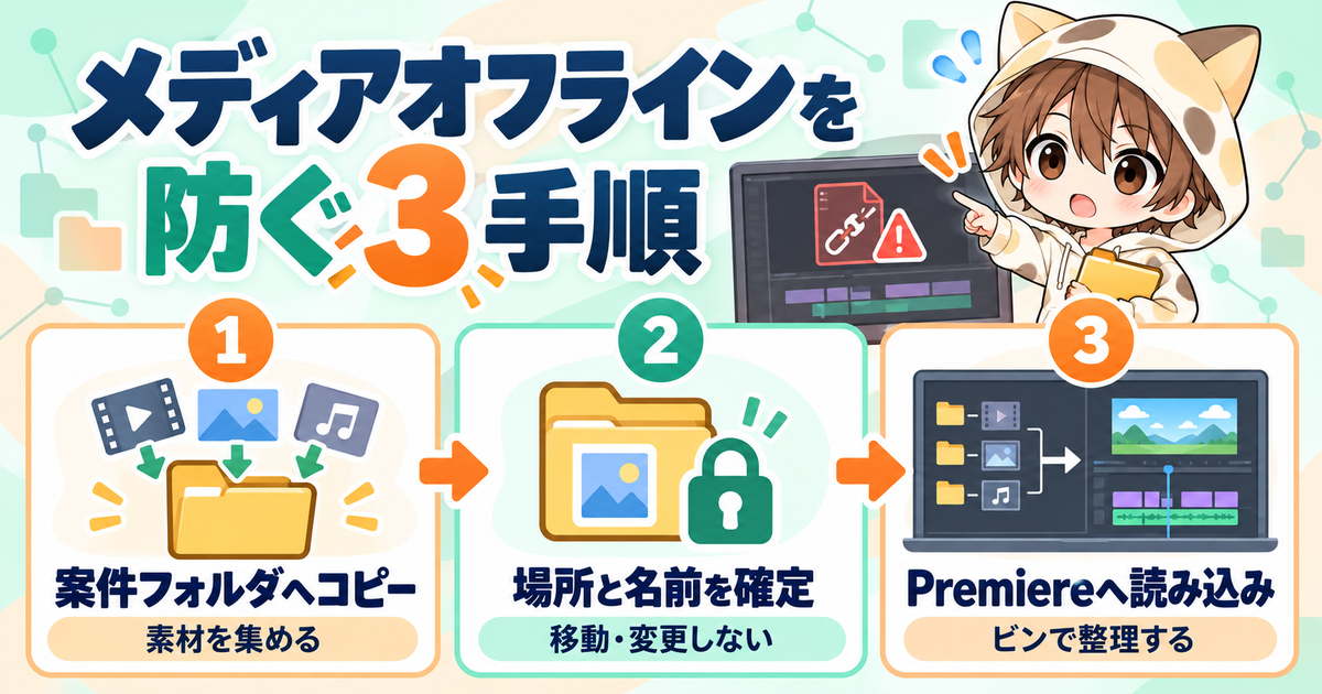 Premiere Proのメディアオフラインを防ぐ3手順