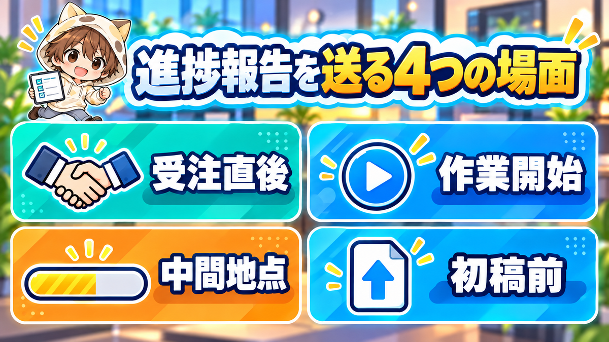 動画編集の進捗報告を送る4つの場面