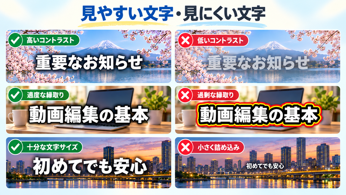 見やすい文字と見にくい文字の比較
