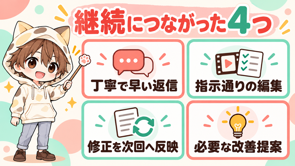 動画編集の継続依頼につながった4つの対応