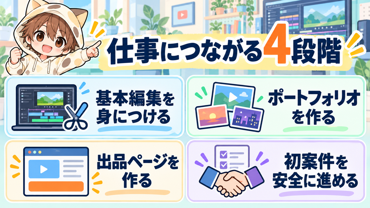 基本編集から初案件まで仕事につながる4段階