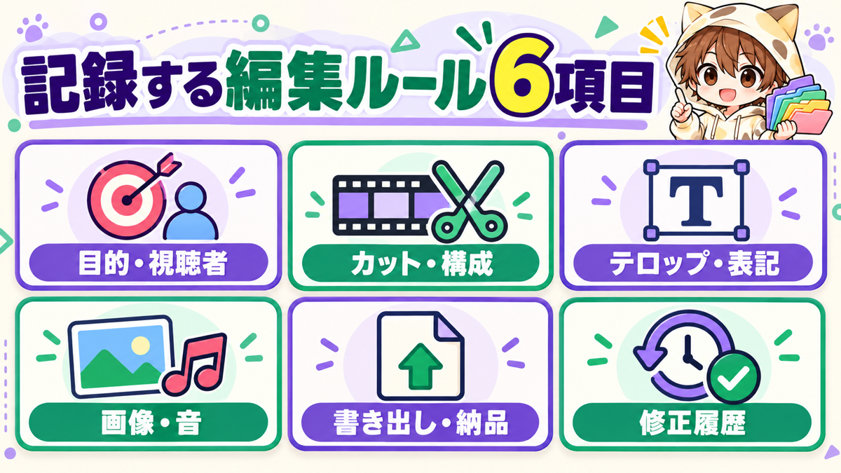 クライアントごとに記録する編集ルール6項目