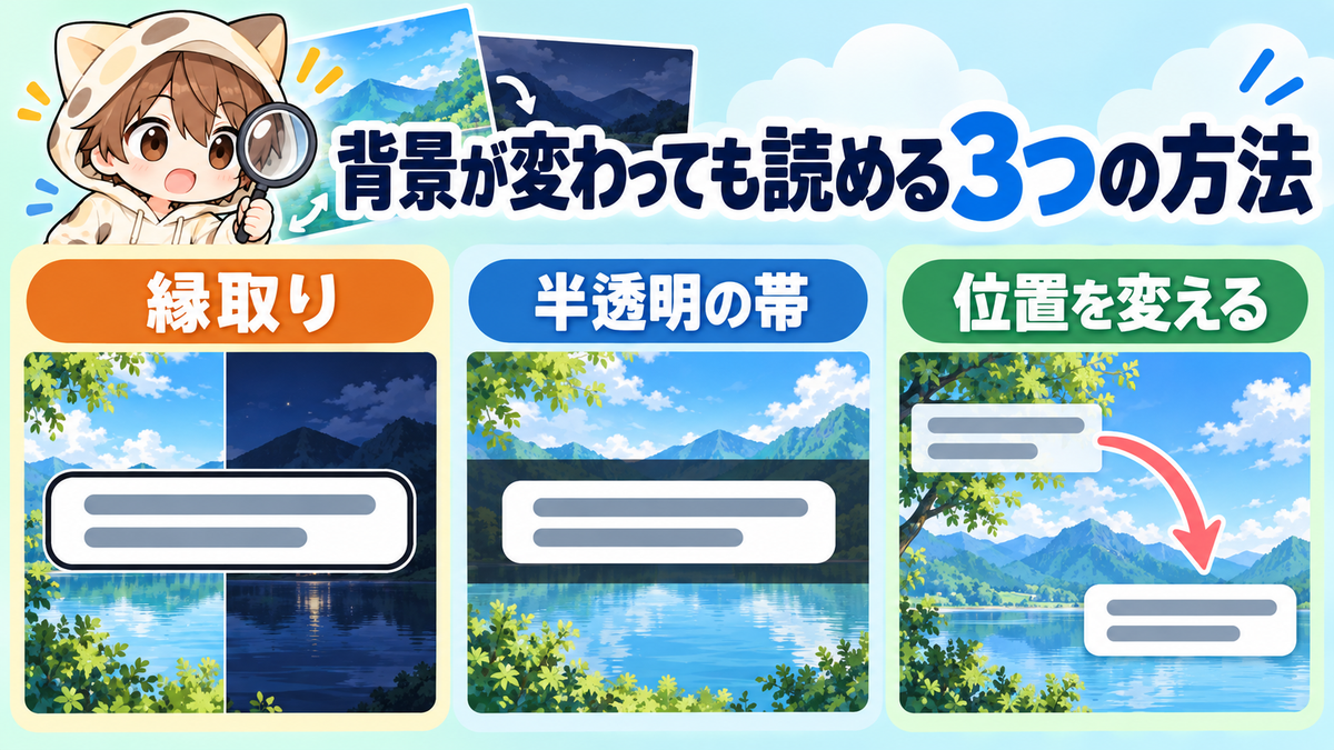 背景が変わってもテロップを読めるようにする3つの方法