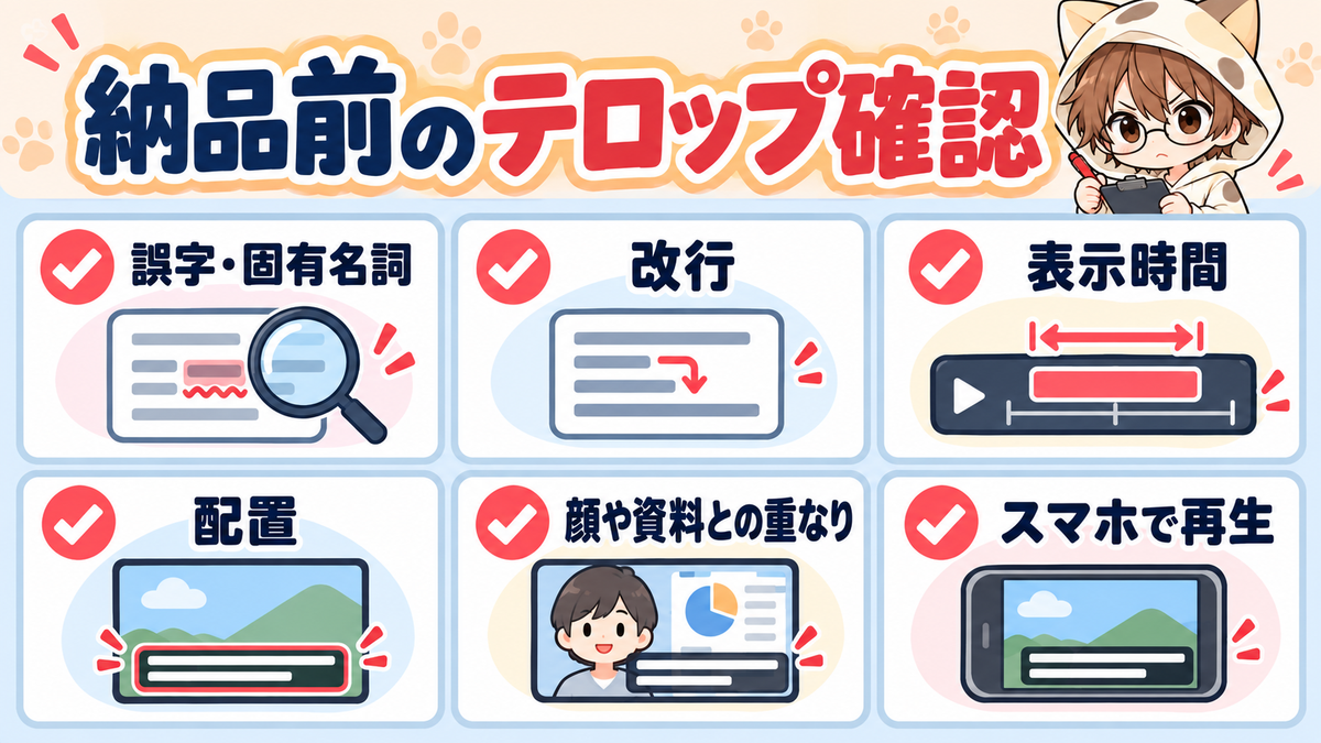 納品前に確認するテロップの6項目
