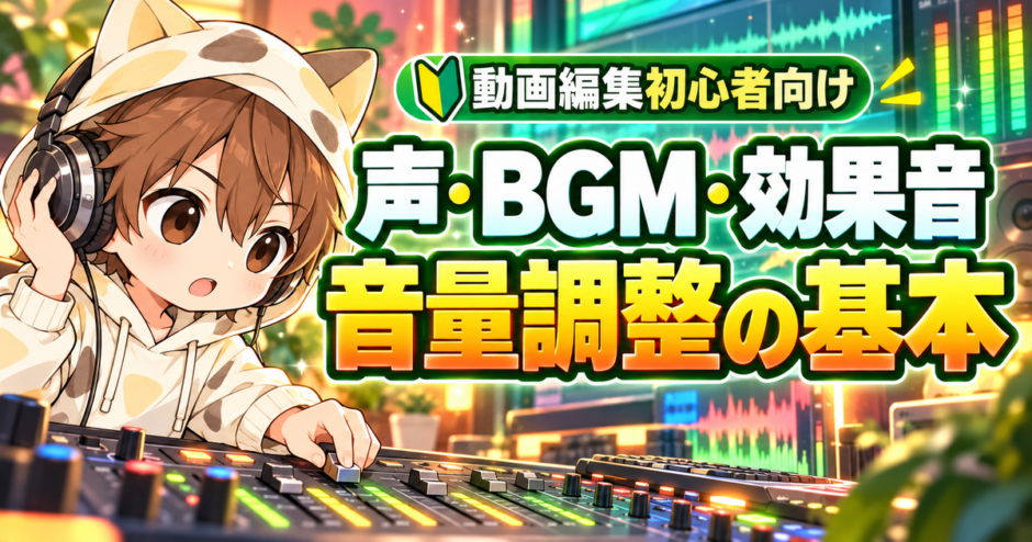 動画編集初心者向けの声・BGM・効果音の音量調整