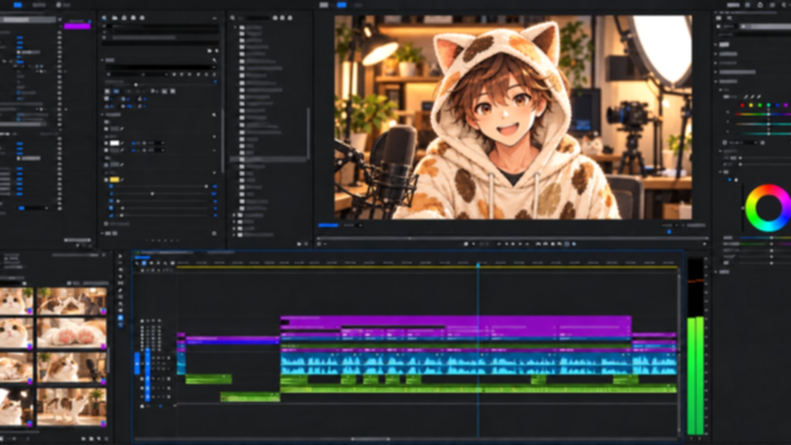 Premiere Pro風の編集画面に映るYUKI